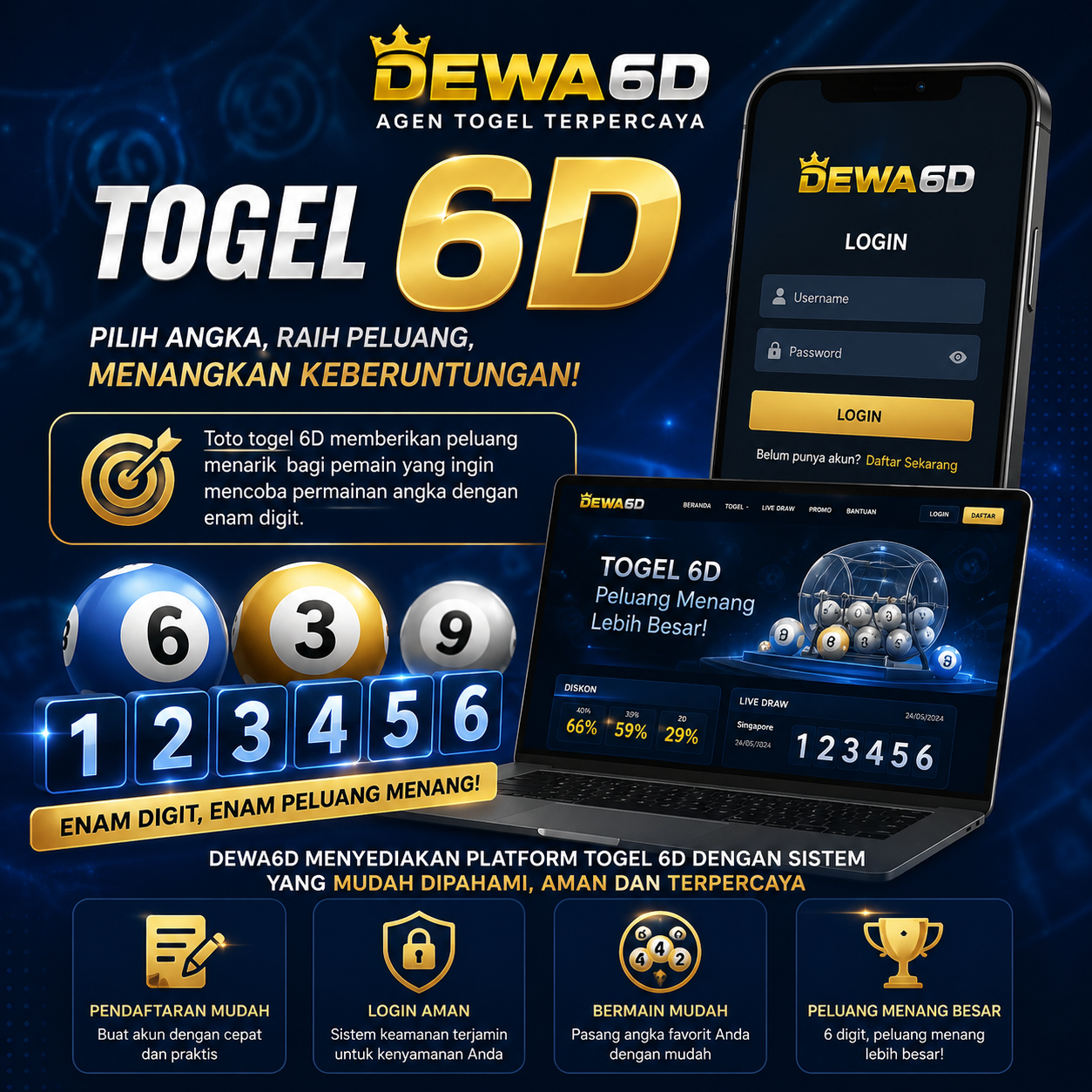 DEWA6D 🎱 TAI HAK LON! Situs Toto Togel 6D Kode Alam Terbaru 2026